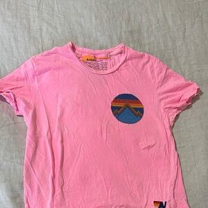 Aviator Nation Pink Tee with Mountain Graphic